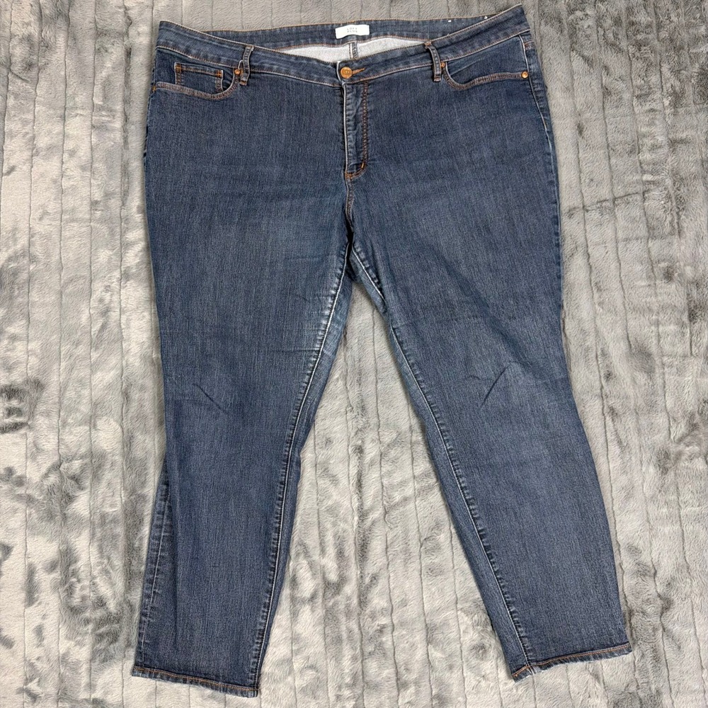 Loft Plus Skinny Jeans Womens 22 Dark Wash Stretch Denim Blue 5-Pocket Classic